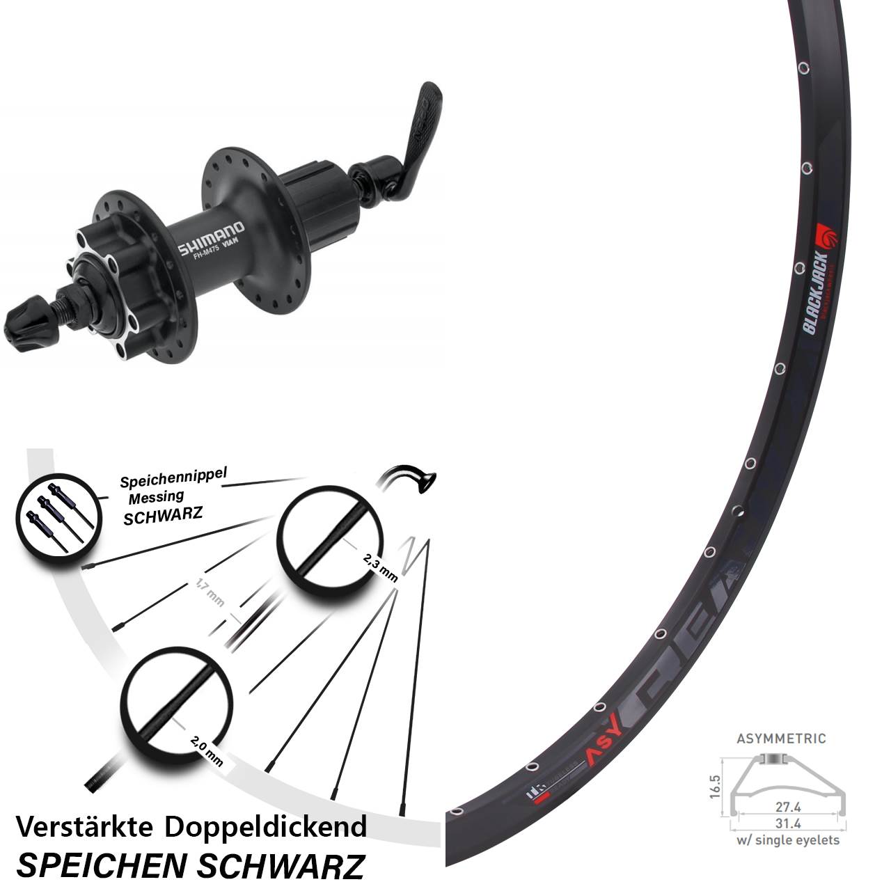 Hinterrad 6-Loch 27,5 Zoll Rodi Ready 27 Shimano Alivio 8-11 fach für Schnellspanner