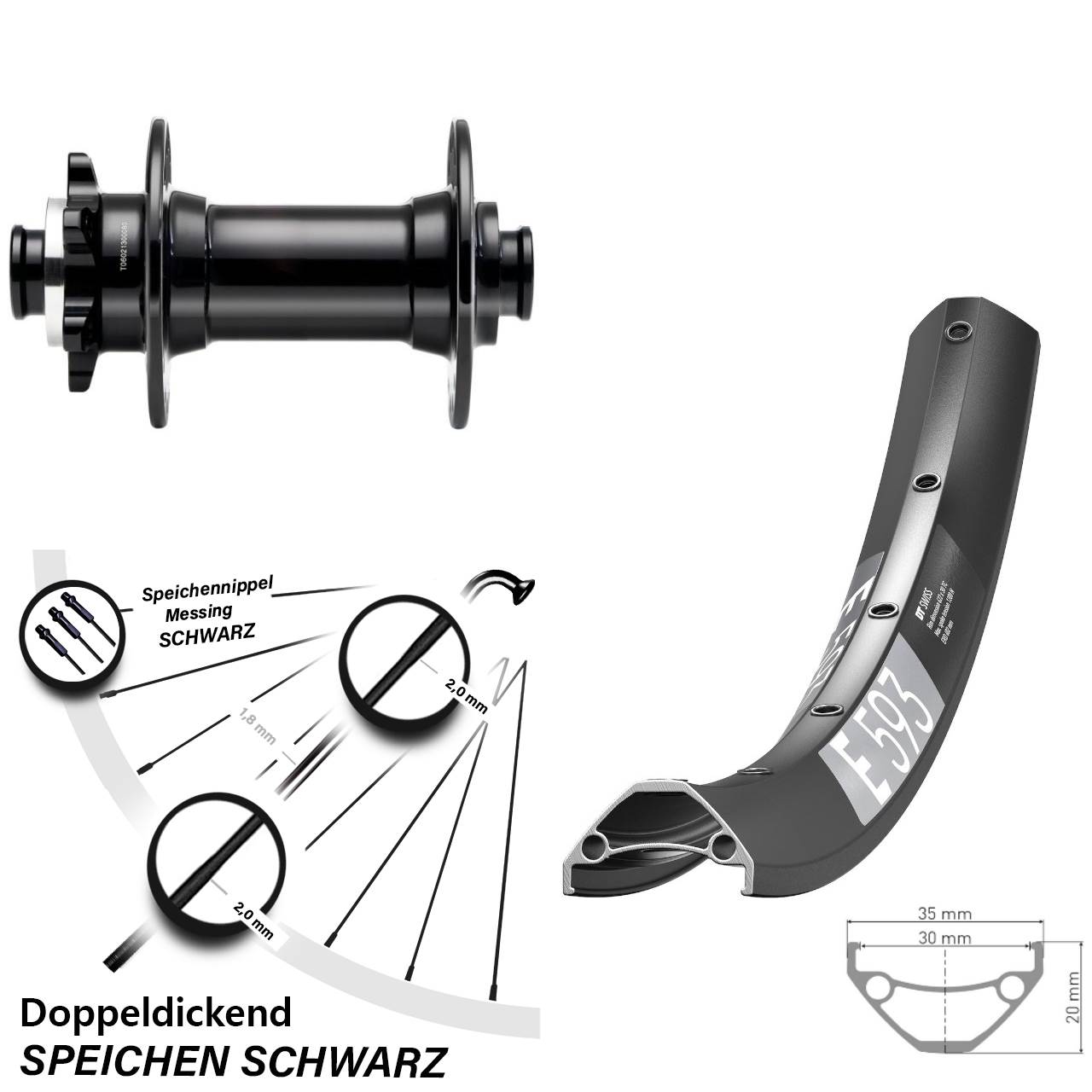 650B DT Swiss E 593 Novatec D341 Disc Vorderrad 15x110 Boost