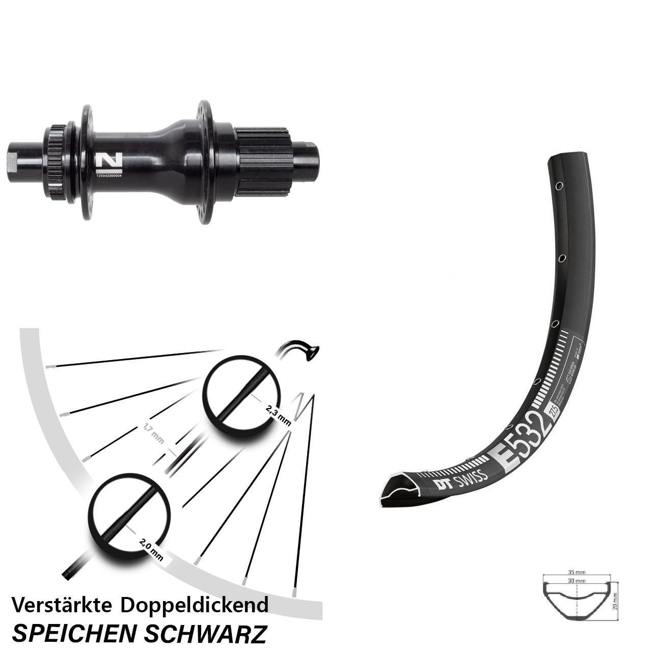 Disc Laufrad 27,5 Zoll DT Swiss E532 Novatec D792 Micro Spline 12x142