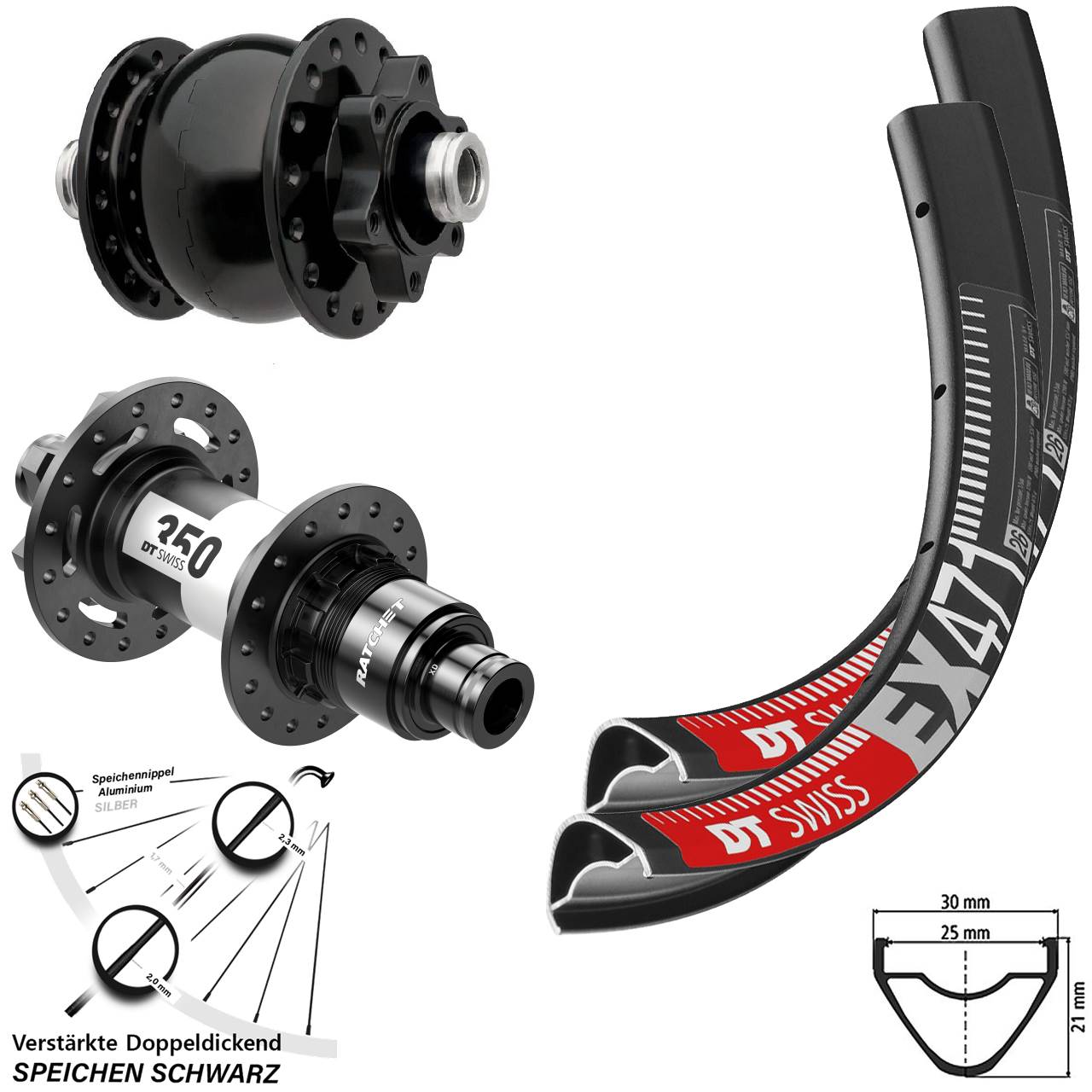 29 Zoll DT Swiss EX471 SON 28 350 XD Disc Laufradsatz 12x100/142