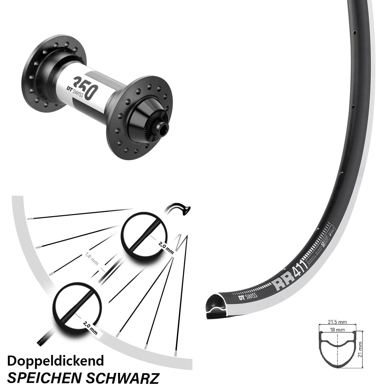 DT Swiss RR 411-350 Vorderrad Radial