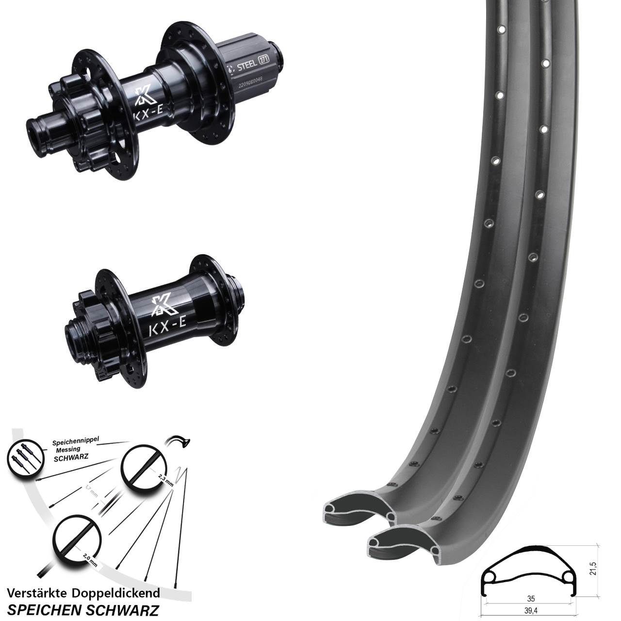 29 Zoll Ambrosio E35 KX-E Heavy Duty 6-Loch Laufradsatz 15x100 12x142 8-12 fach HG