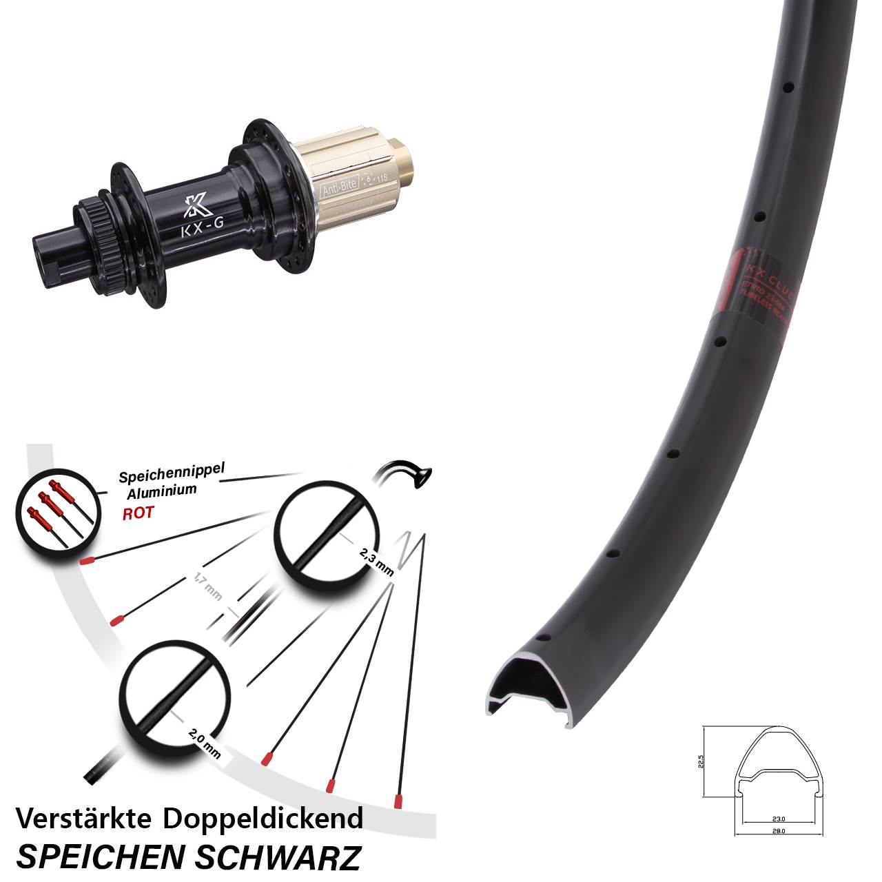 Hinterrad Centerlock 27,5 Zoll KX-G Clue 8-12 fach HG 12x142