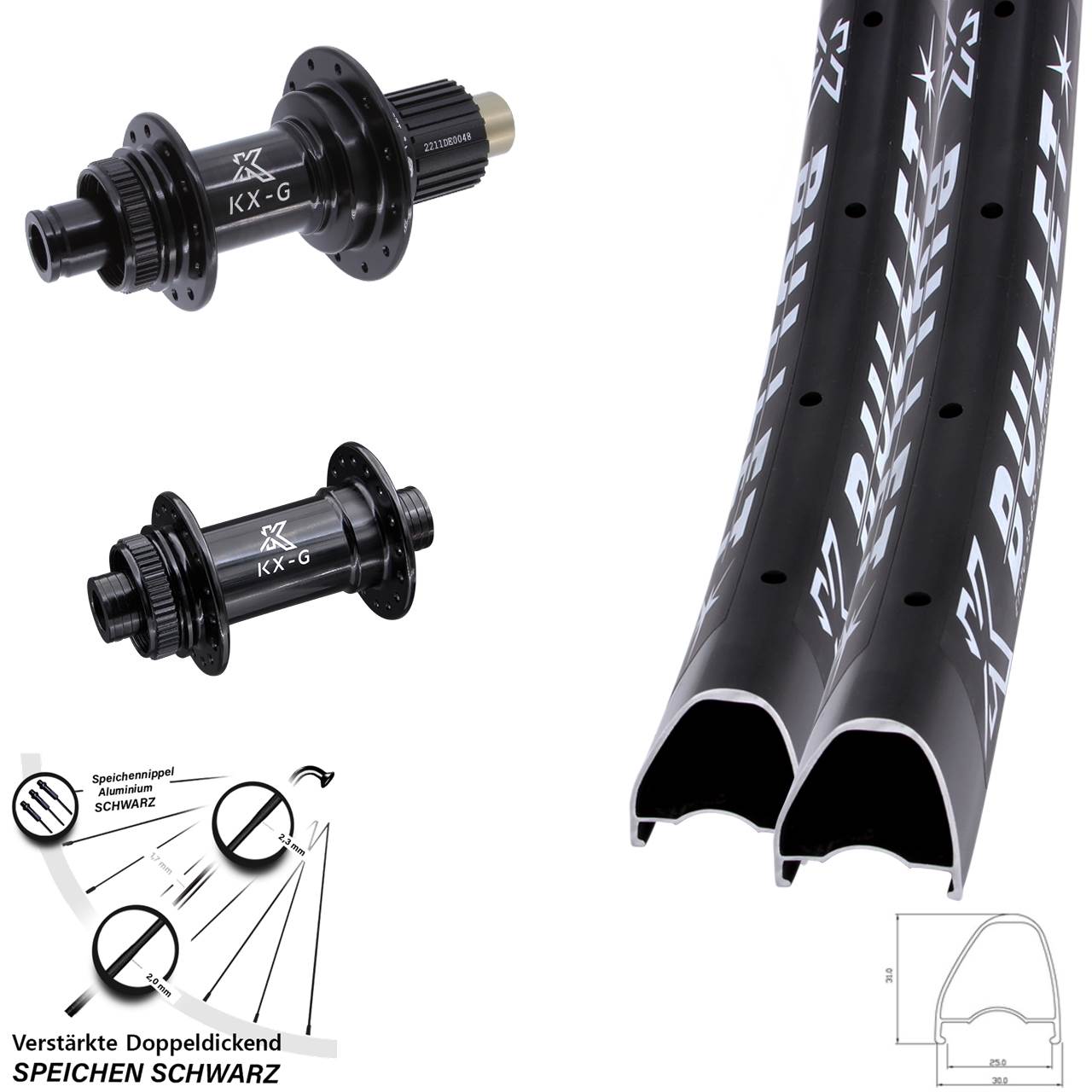 Centerlock Laufradsatz 29 Zoll KX-G Bullet OS Micro Spline 15x100 12x142