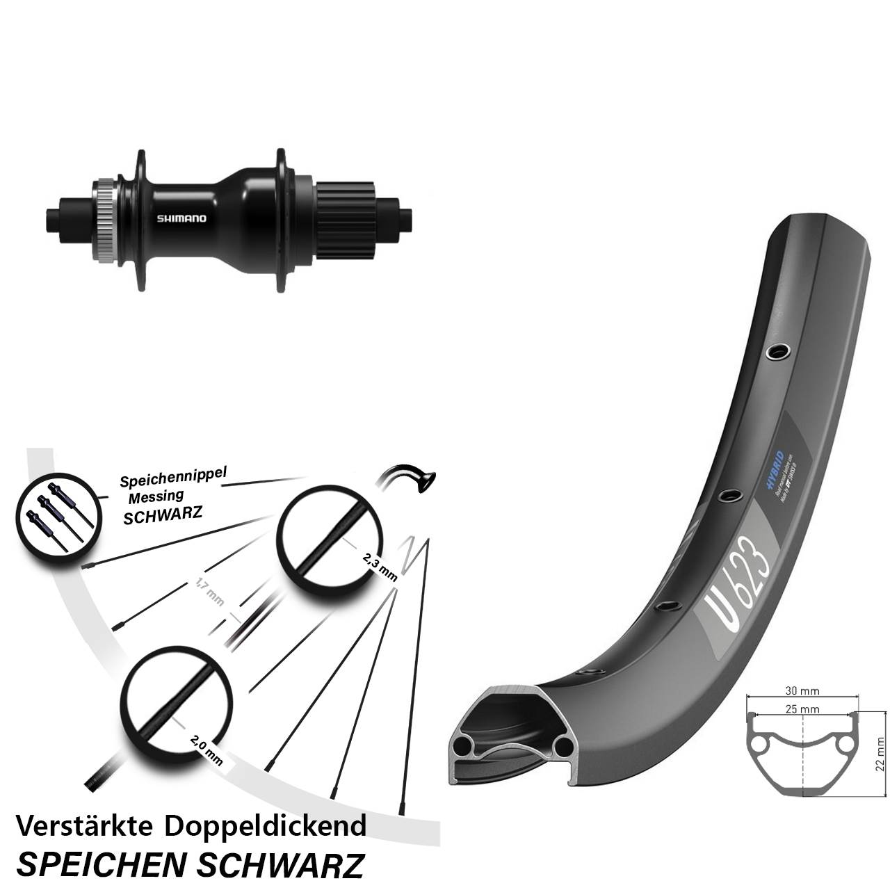 Centerlock Hinterrad QR 28 Zoll DT Swiss U623 Shimano FH-QC500 Micro Spline