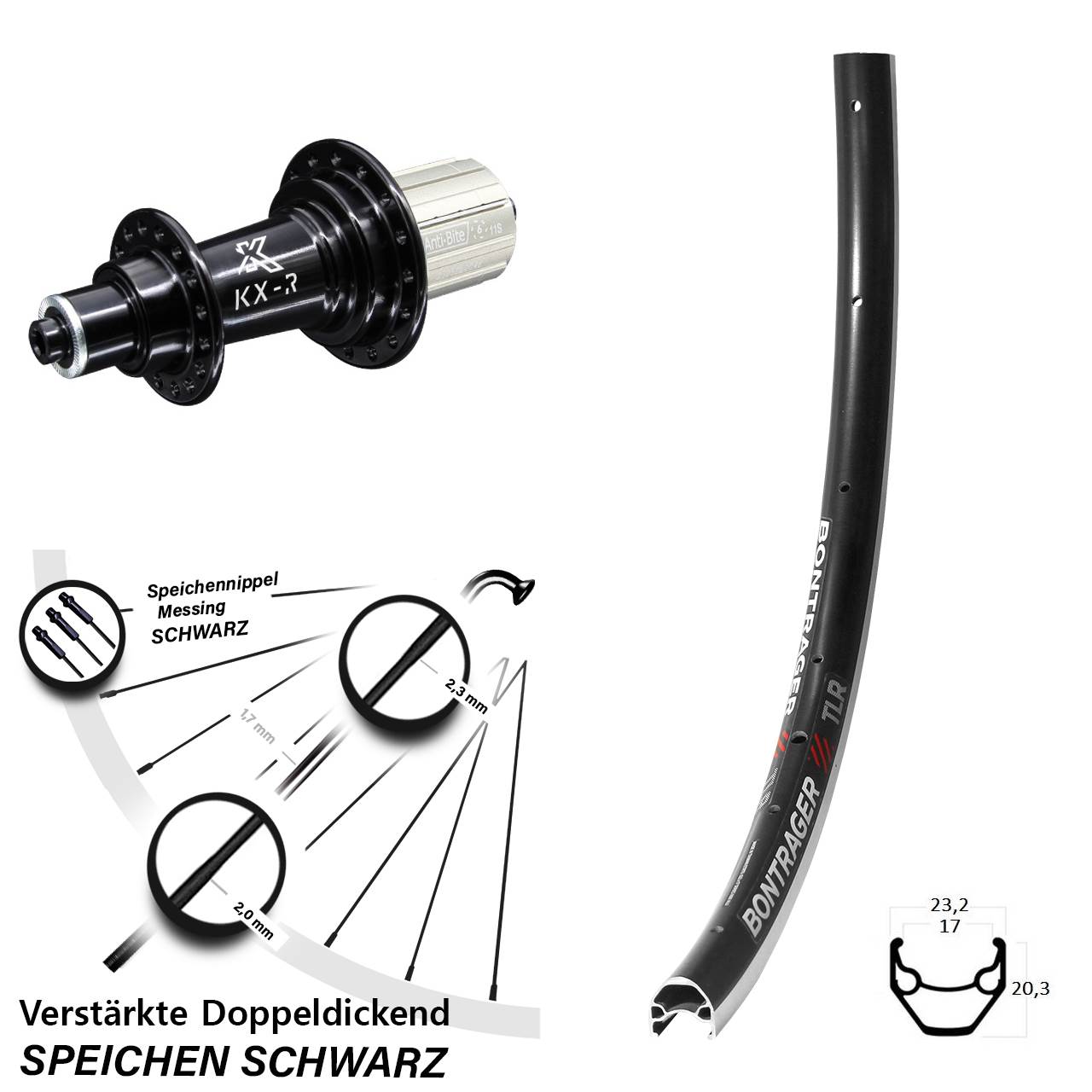 Hinterrad 28 Zoll Bontrager TLR KX R 8-12 fach QR