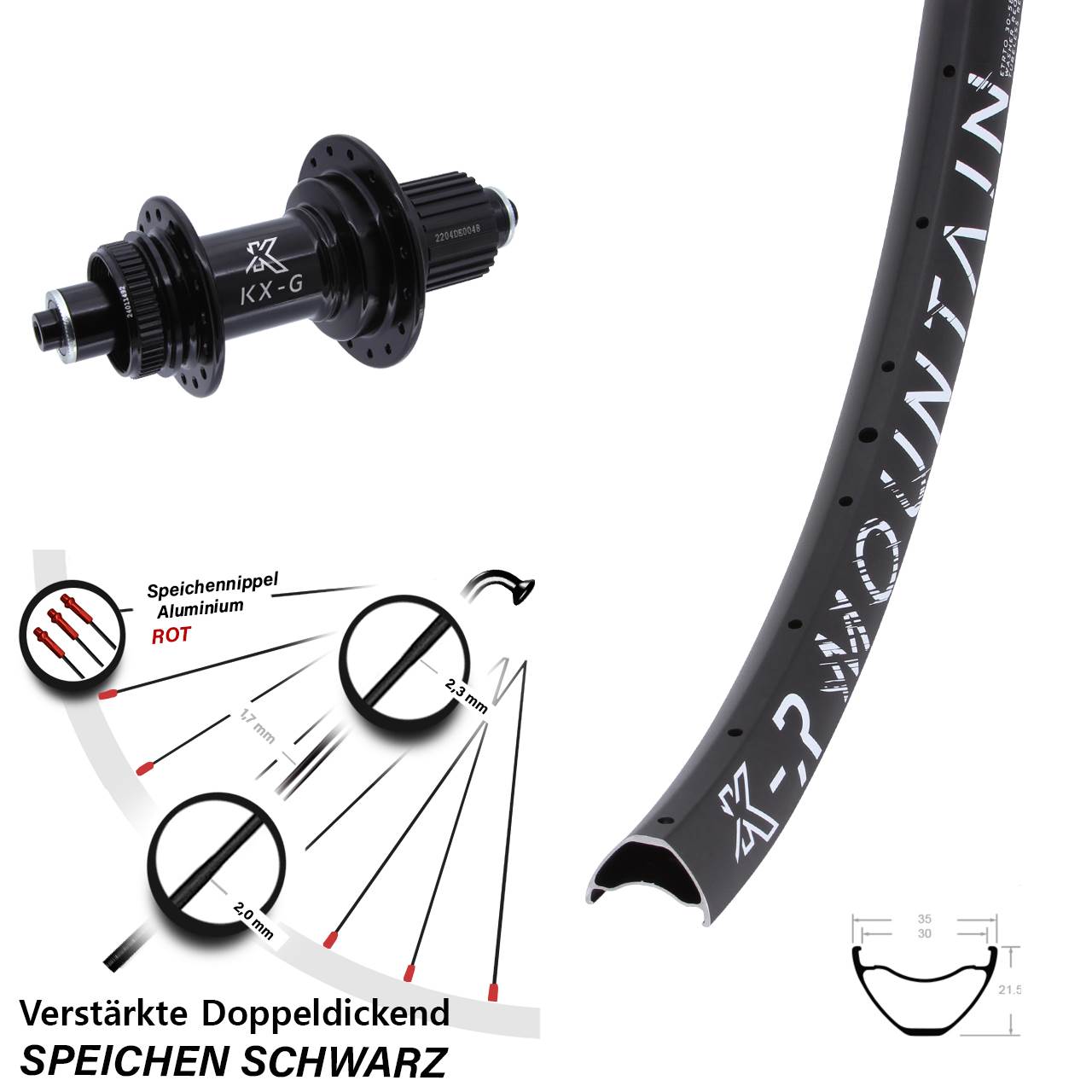 Disc Laufrad QR 27,5 Zoll KX-GSR Mountain Heavy Duty Shimano Micro Spline