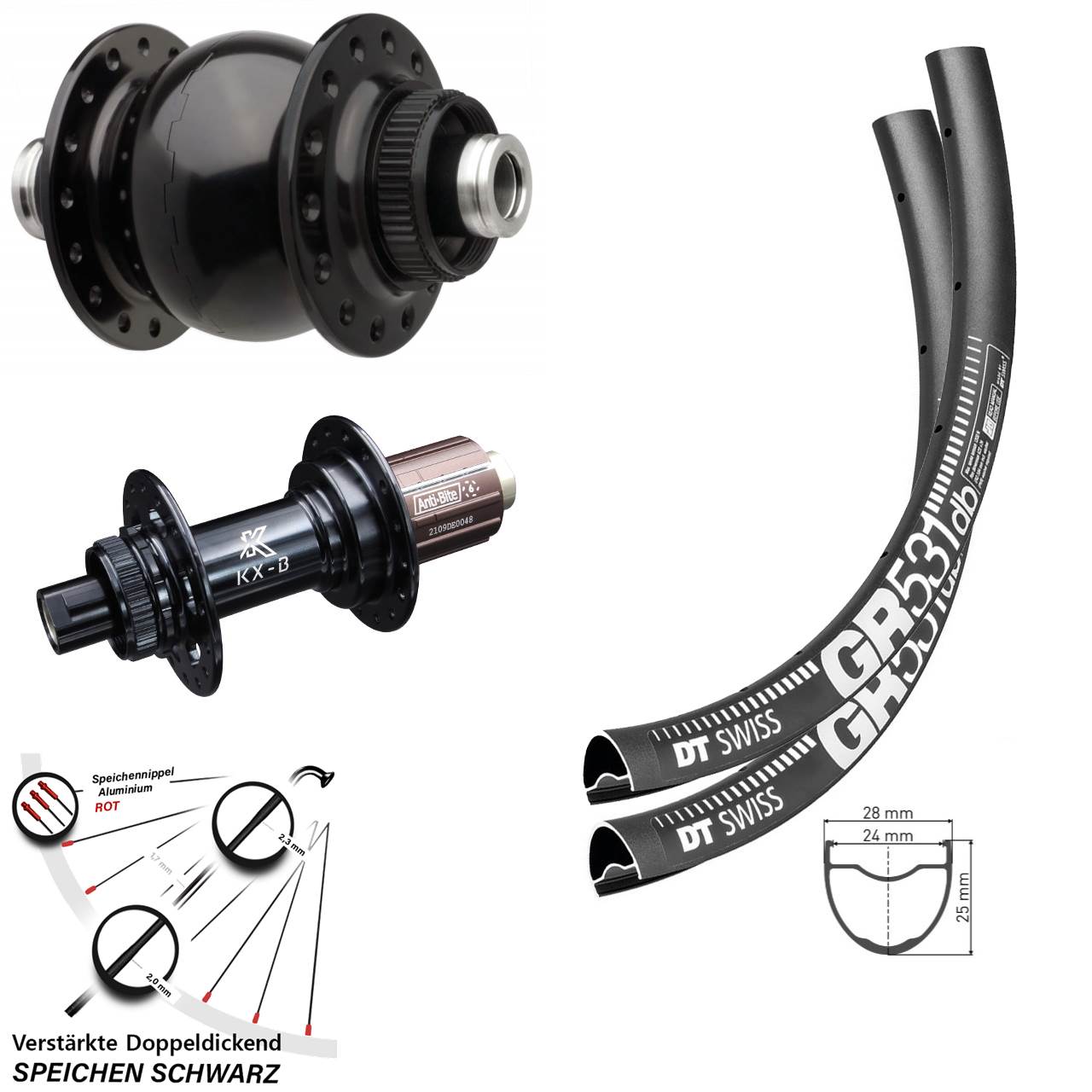 DT Swiss GR531 KX-B SON 28 27,5 Zoll Laufradsatz Centerlock 12x110/148 Boost 8-12 fach