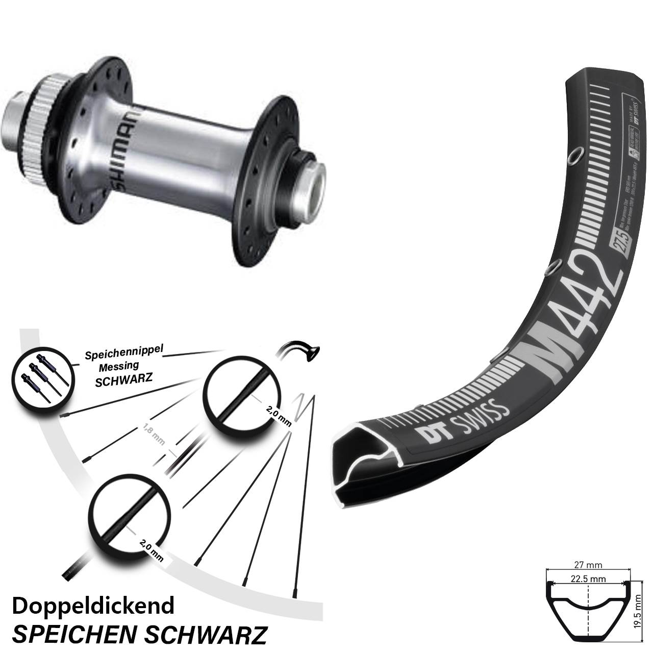DT Swiss M 442 Shimano RS770 29 Zoll Disc Vorderrad 12x100