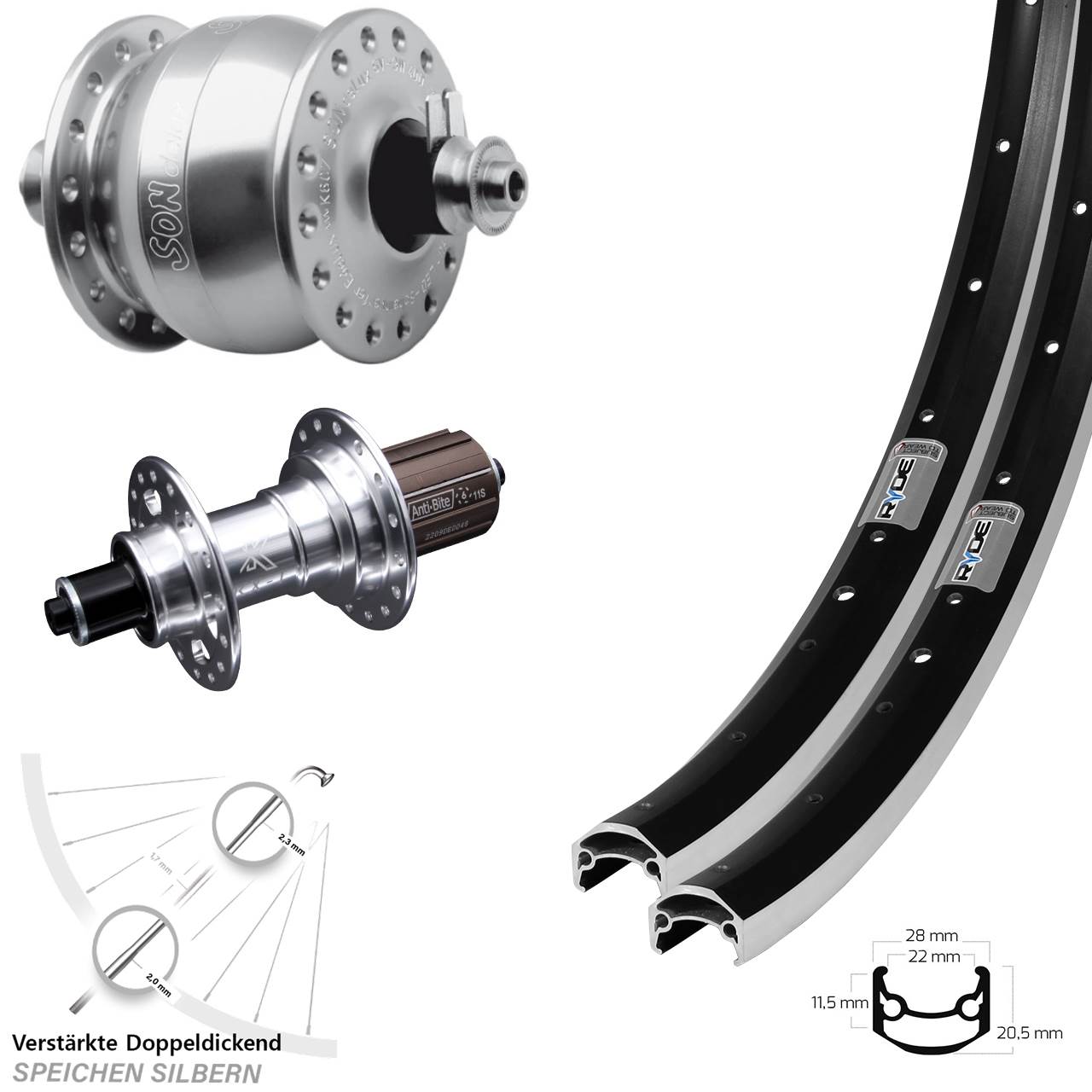 Ryde Andra 35 KX-T SONdelux 27,5 Zoll Laufradsatz QR 8-12 fach HG