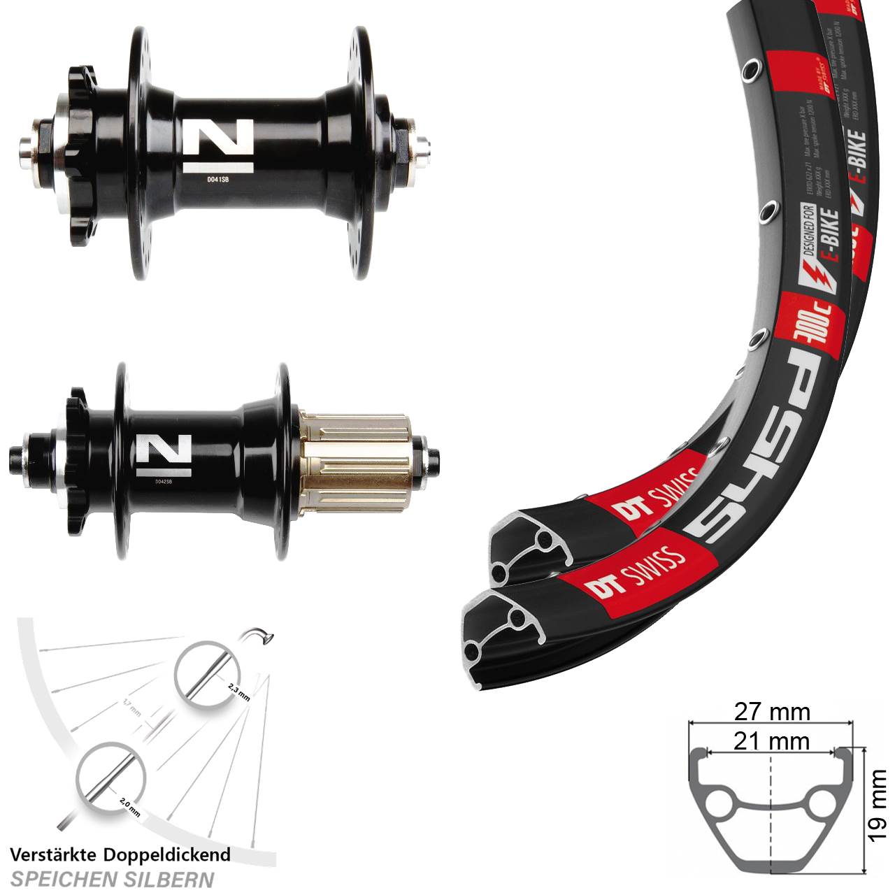 6-Loch Laufradsatz für Schnellspanner 26 Zoll DT Swiss 545 Novatec D041 D042 8-11 fach