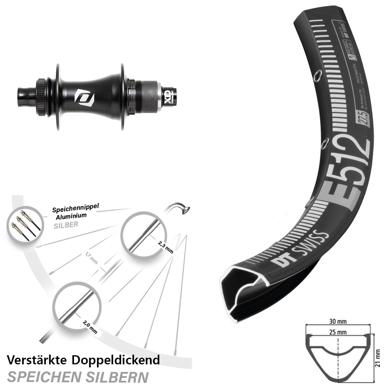 29 Zoll DT Swiss E512 Syncros Boost SRAM XD Hinterrad Centerlock 12x148