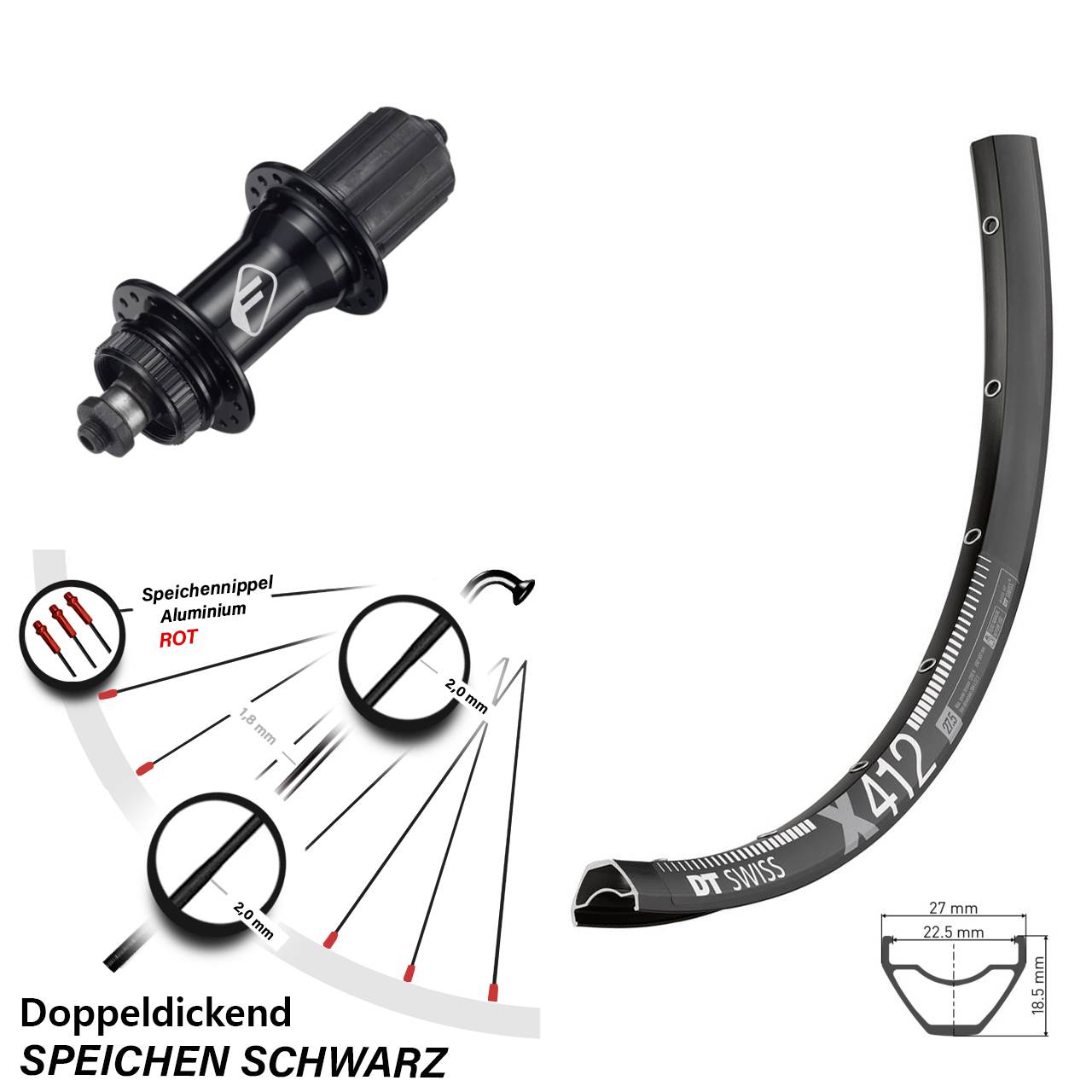Disc Laufrad QR 29 Zoll DT Swiss X 412 Formula CL-52 8-11 fach HG
