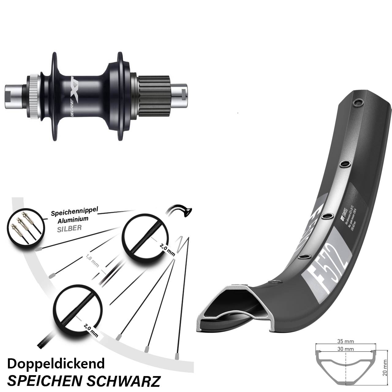 DT Swiss F572 Shimano FH-M8110 29 Zoll Hinterrad Centerlock 12x142 Shimano Micro Spline