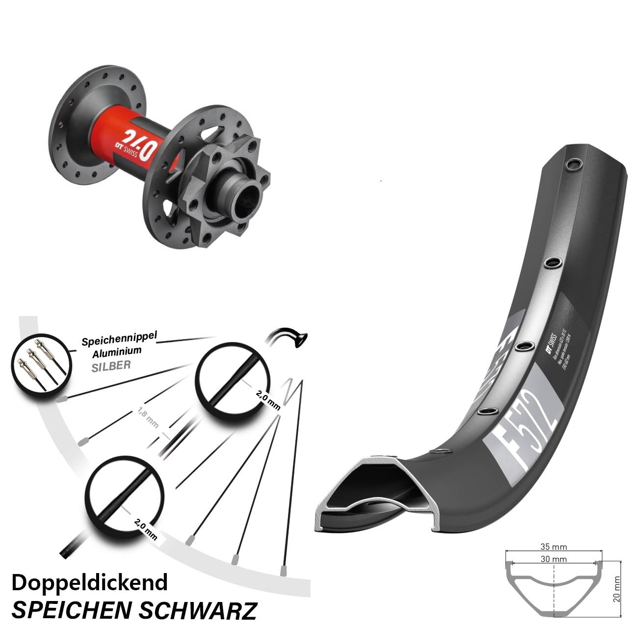 29 Zoll DT Swiss F 572-240 Vorderrad 6-Loch 15x110 Boost