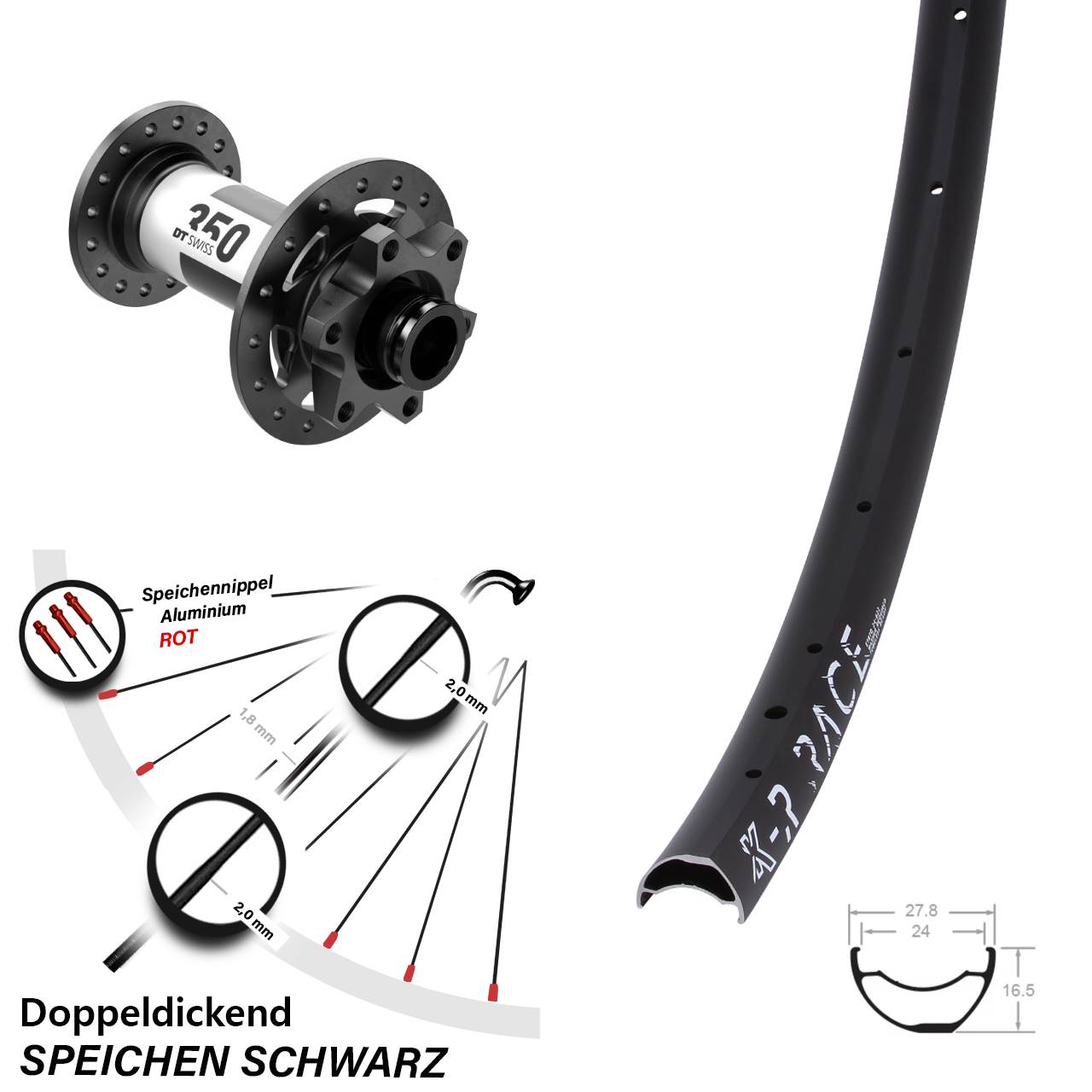 Disc Laufrad 29 Zoll KX-R Race DT Swiss 350 15x110 Boost