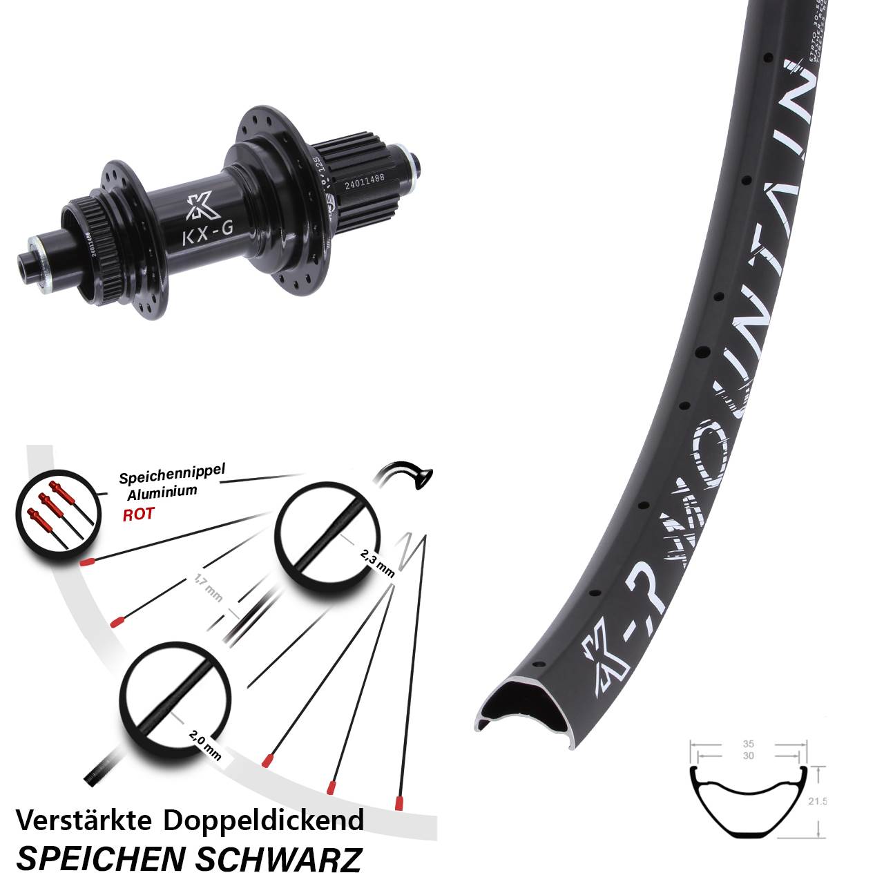 Hinterrad für Schnellspanner 27,5 Zoll KXR-G Mountain Shimano Micro Spline