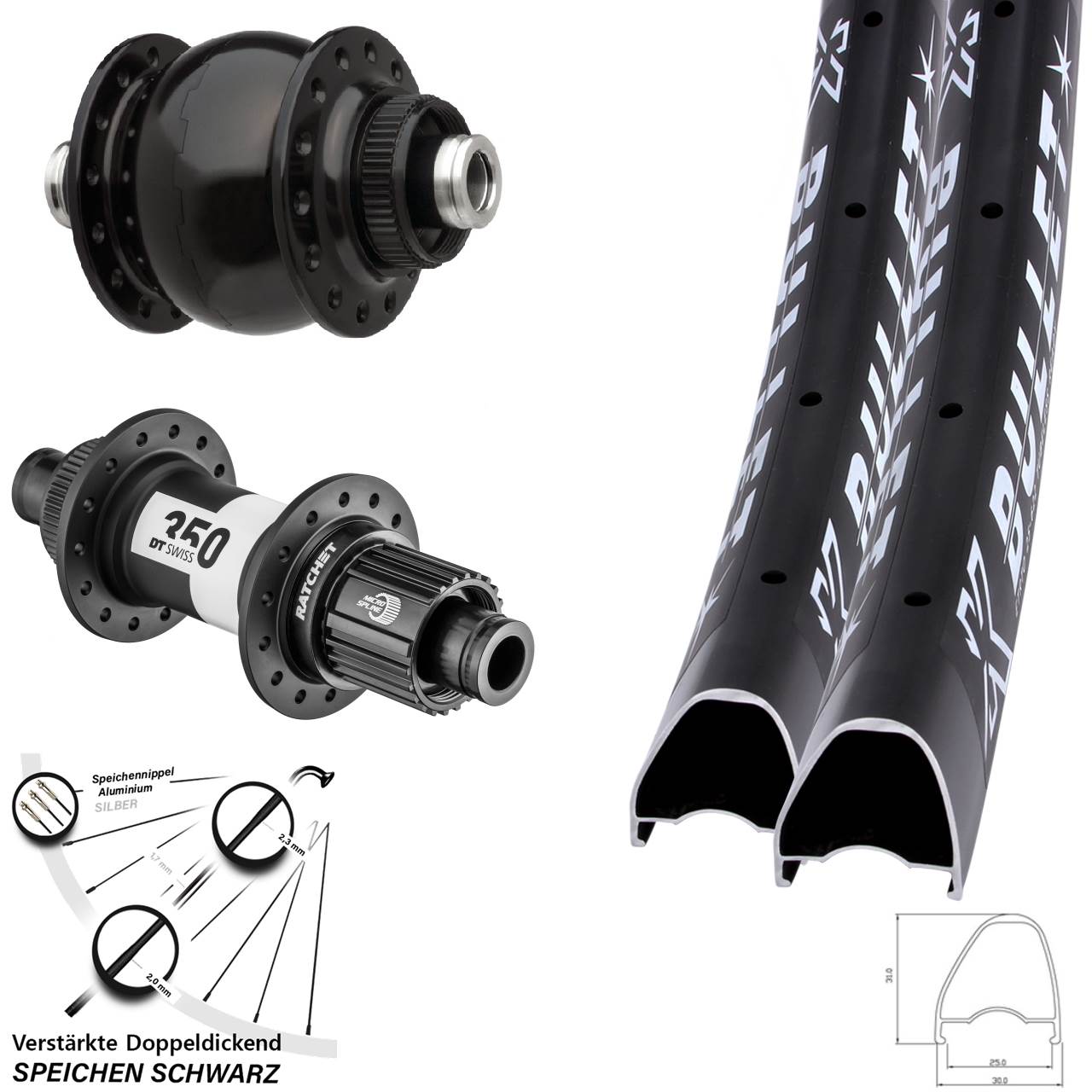 Disc Laufrad-Satz 12x100/142 28-29 Zoll KX Bullet OS DT Swiss 350 SONdelux Micro Spline