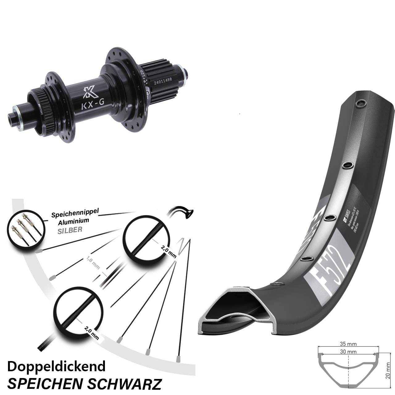 DT Swiss F 572 29 Zoll Hinterrad KX-G Micro Spline