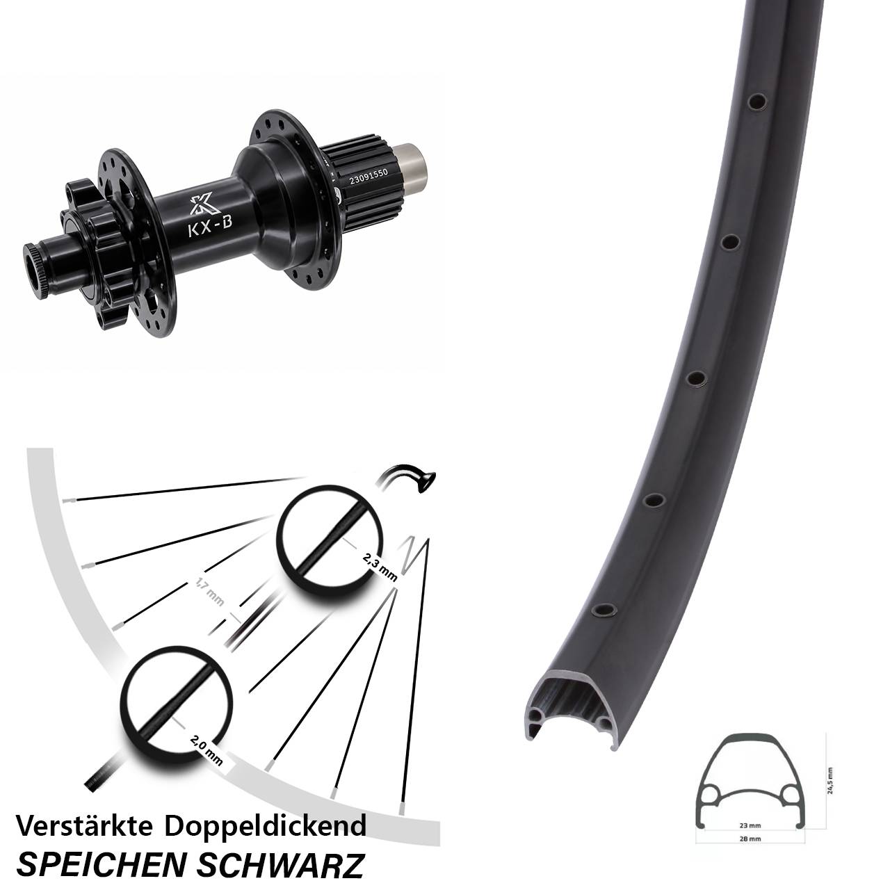 Ambrosio Sport KX-B 28-29 Zoll 6-Loch Hinterrad 12x148 Shimano Micro Spline