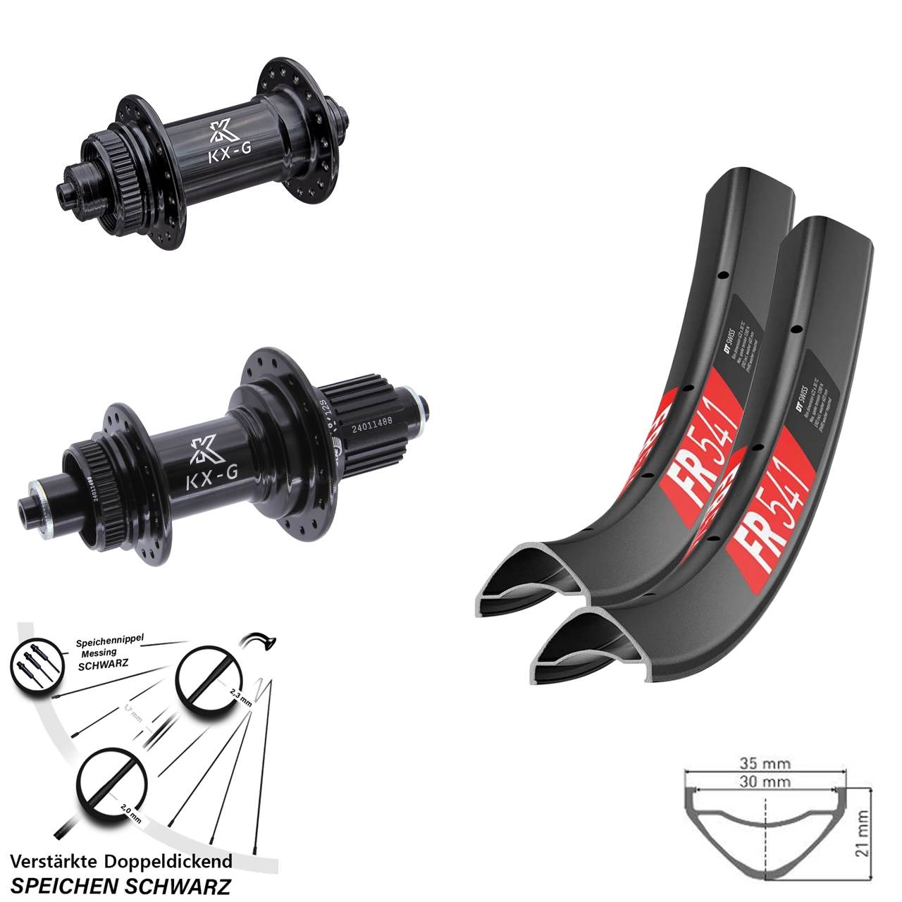 Disc Laufrad-Satz 29 Zoll DT Swiss FR 541 KX-G Micro Spline für Schnellspanner