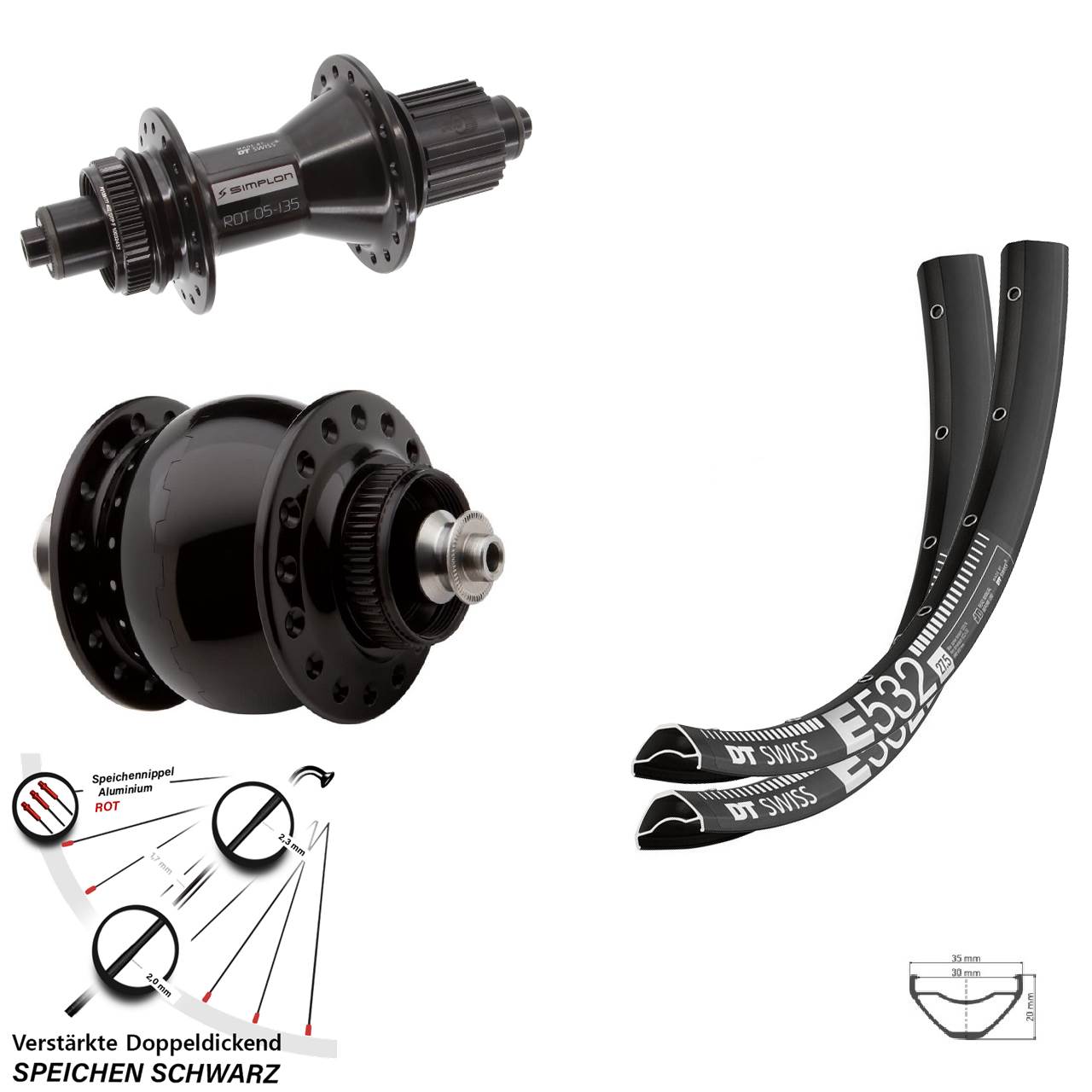 Centerlock Laufradsatz QR 29 Zoll DT Swiss E 532 370 Hybrid SON 28 Micro Spline