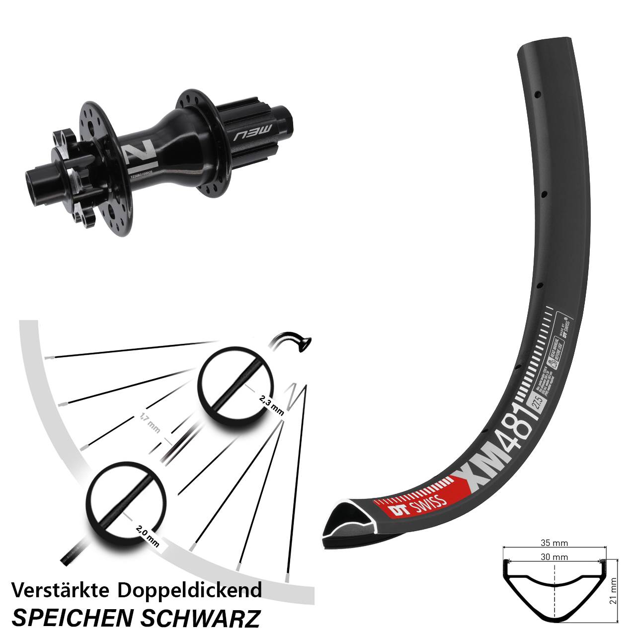 Disc Hinterrad 27,5 Zoll DT Swiss XM481 Novatec Superlight Campagnolo N3W 12x142