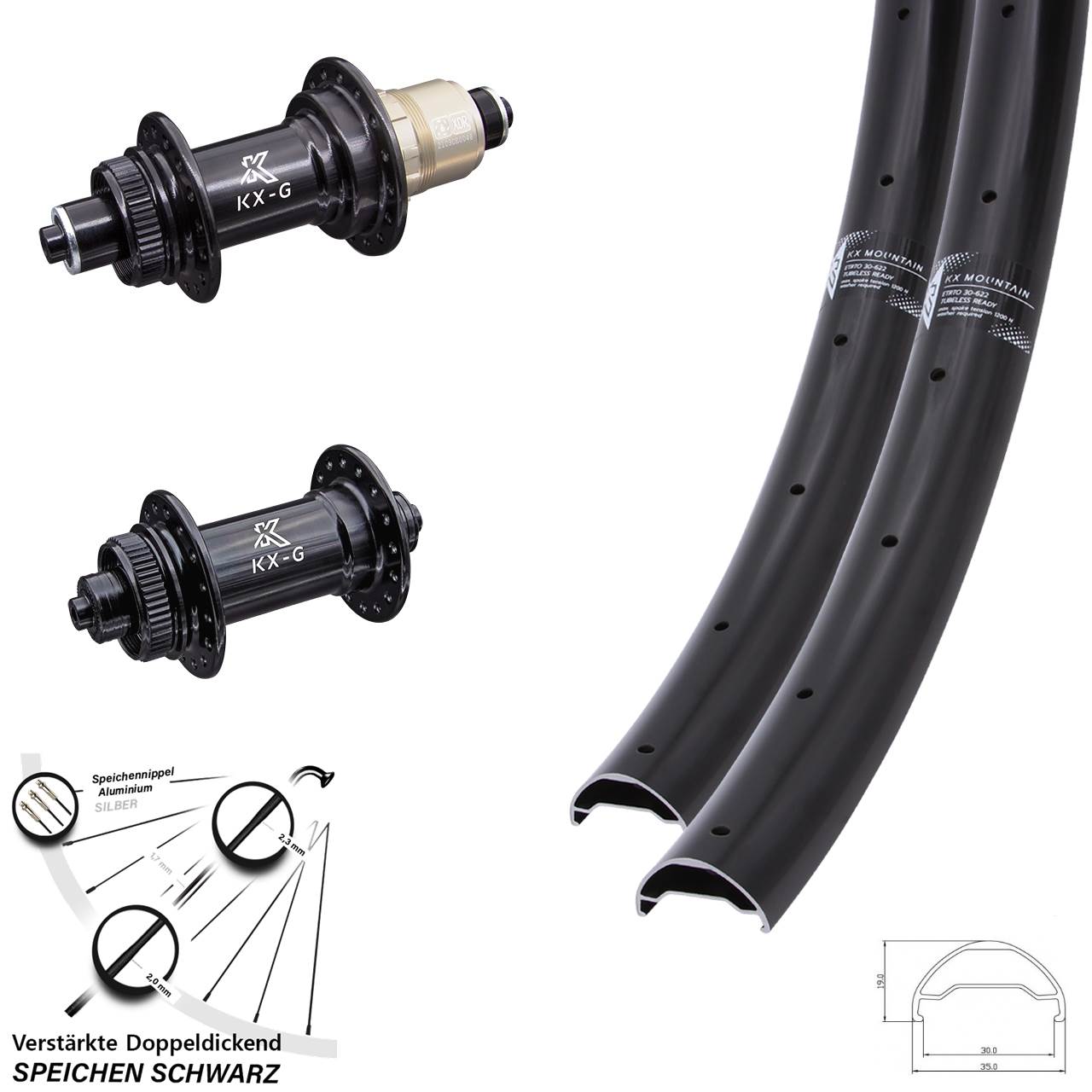 29 Zoll KX-G Mountain TR Disc Laufradsatz QR SRAM XDR
