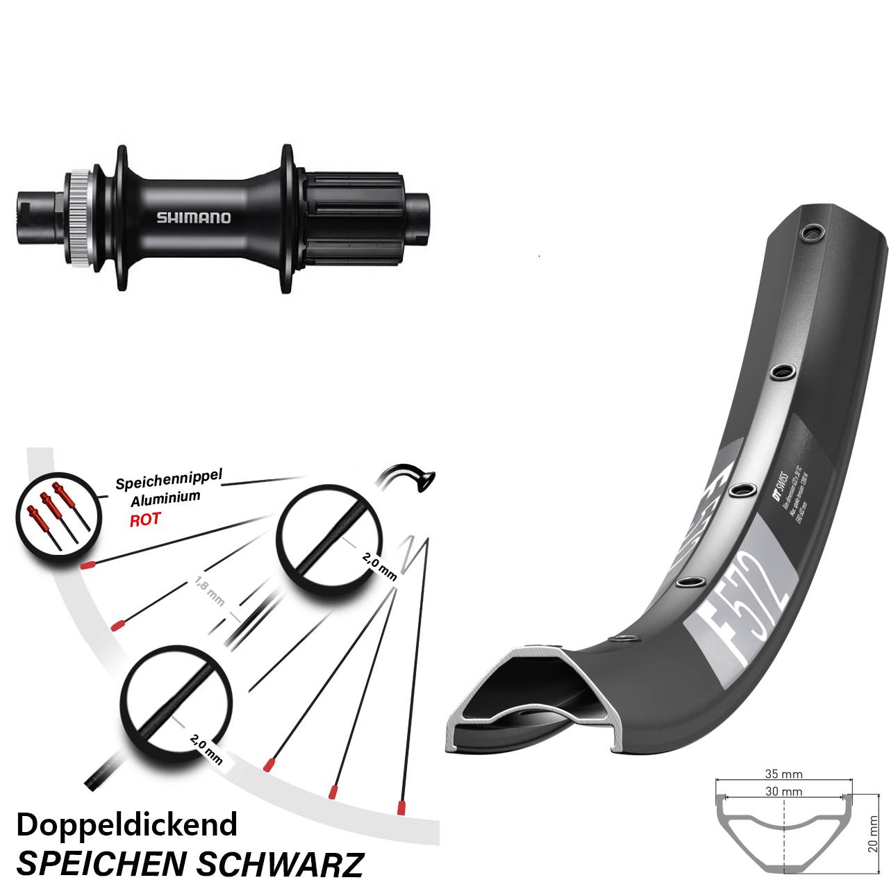Disc Laufrad 27,5 Zoll DT Swiss F572 Shimano FH-MT400 8-11 fach 12x142
