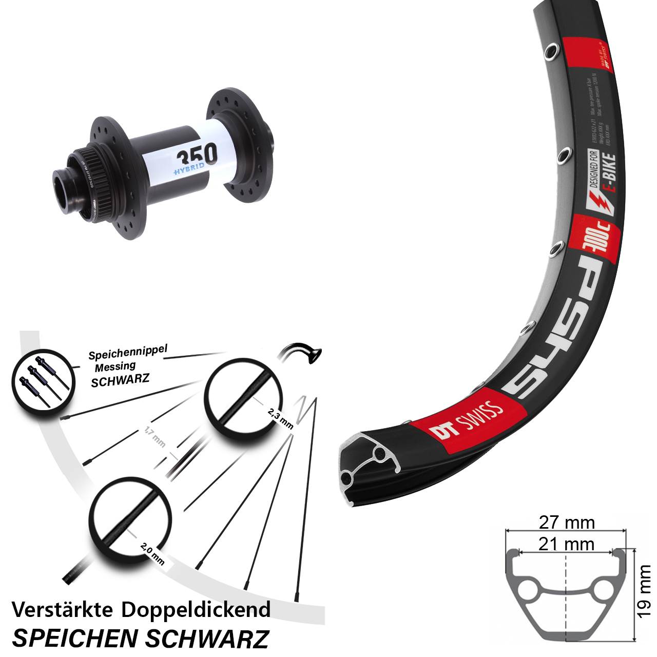 DT Swiss verstärkt 545d Hybrid 350 26 Zoll Disc Laufrad 15x110 Boost