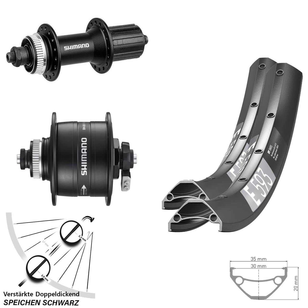 DT Swiss E593 Shimano Alivio DH-3D37 29 Zoll Centerlock Laufradsatz QR 8-11 fach HG
