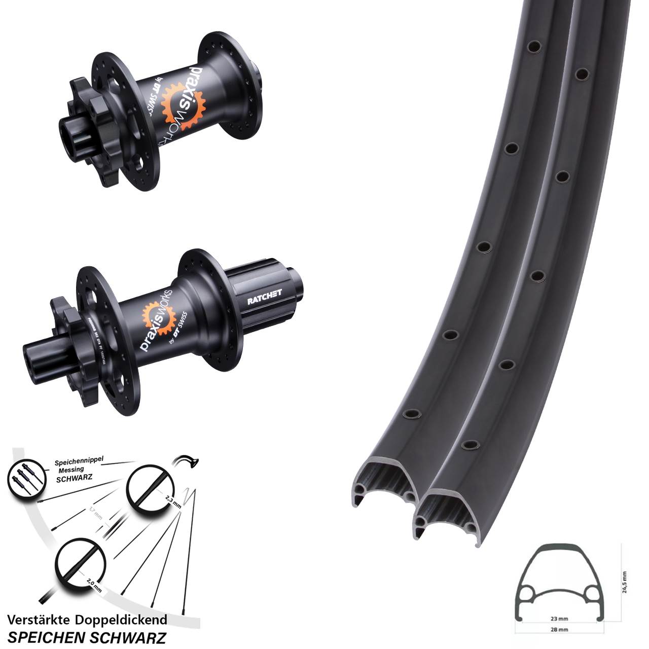 Ambrosio Sport-350 DT Swiss 350 SL 29 Zoll Disc Laufrad-Satz 12x100/142 8-11 fach HG
