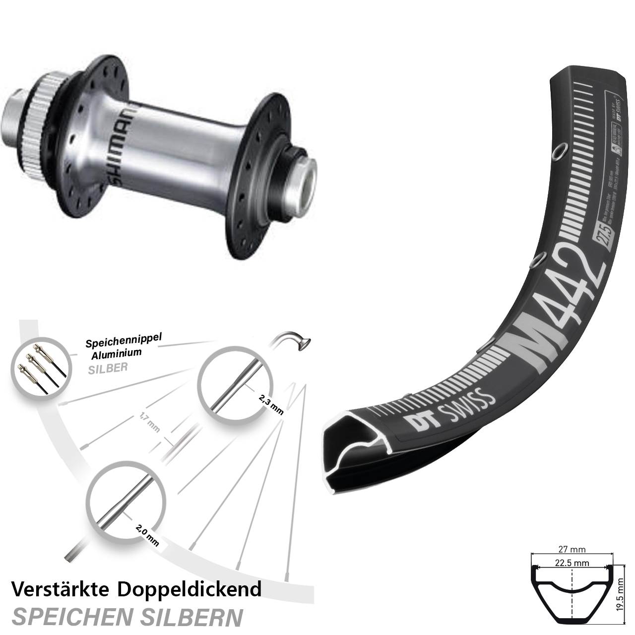 Disc Laufrad 28 Zoll DT Swiss M 442 Shimano HB-RS770 12x100