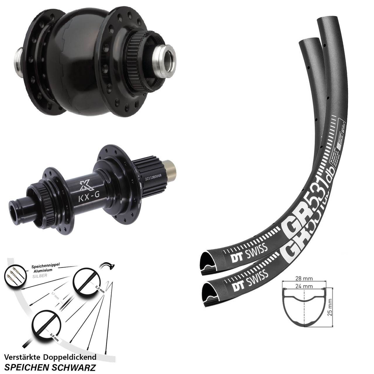 Laufradsatz Centerlock 12x100/142 29 Zoll DT Swiss GR 531 KX-G SON 28 Micro Spline