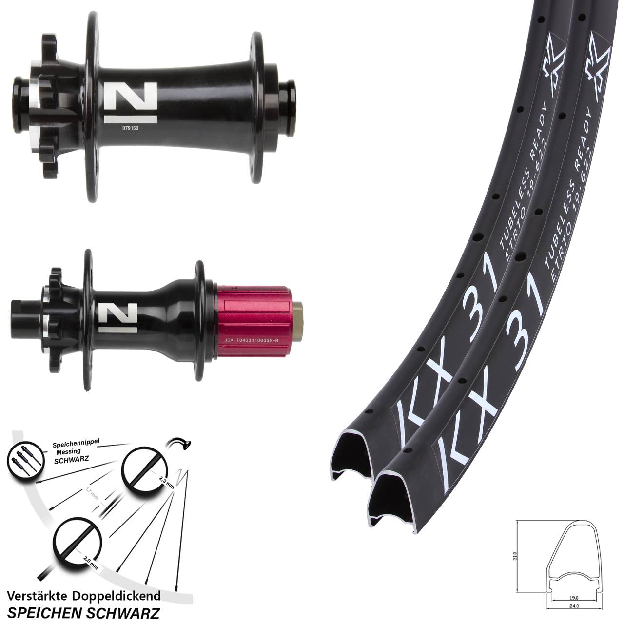 KX 31 Novatec D791-D792 28 Zoll Disc Laufradsatz 12x100/142 8-12 fach