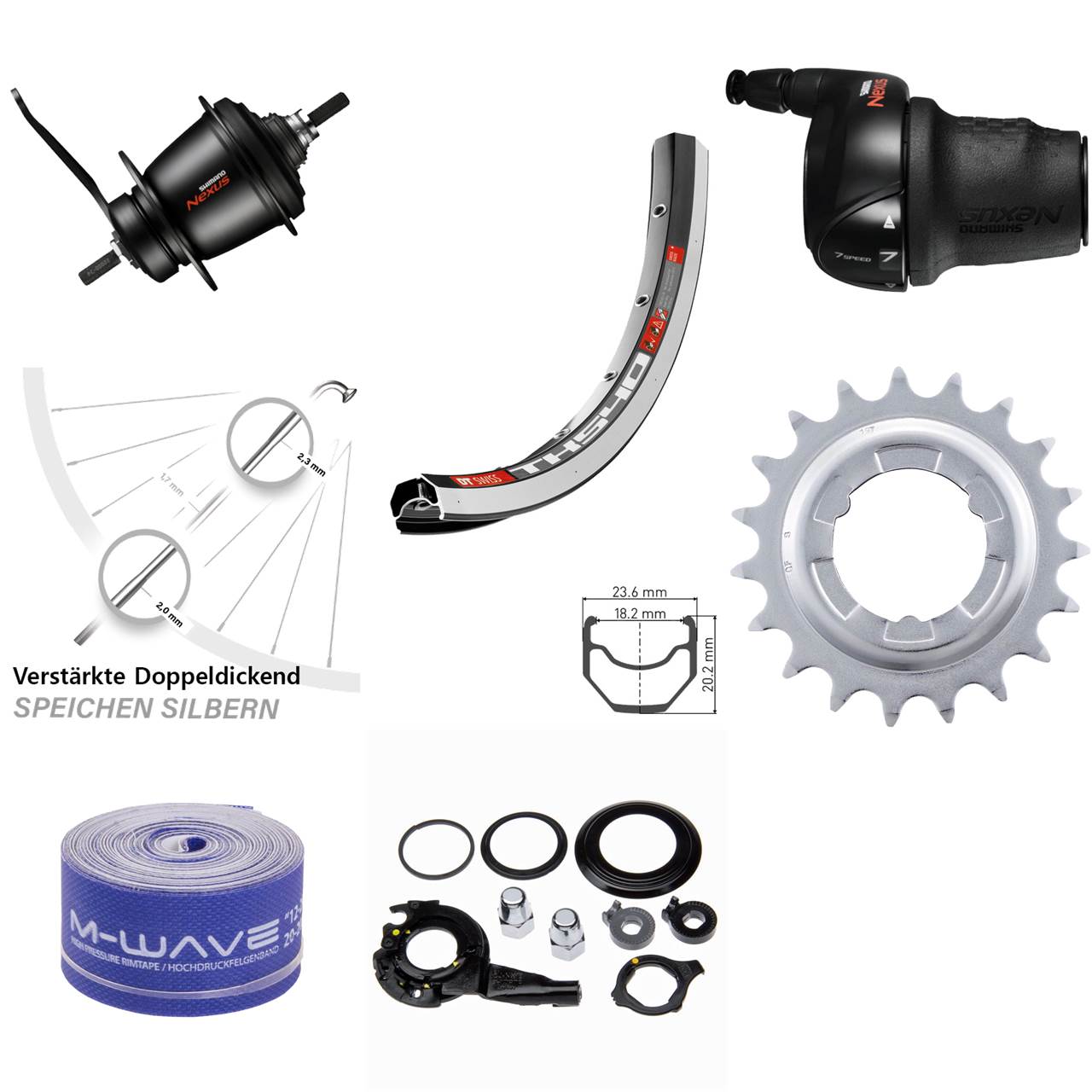 DT Swiss TK 540 Shimano 7-Gang SG-C3001-7C Rücktritt 28 Zoll Hinterrad