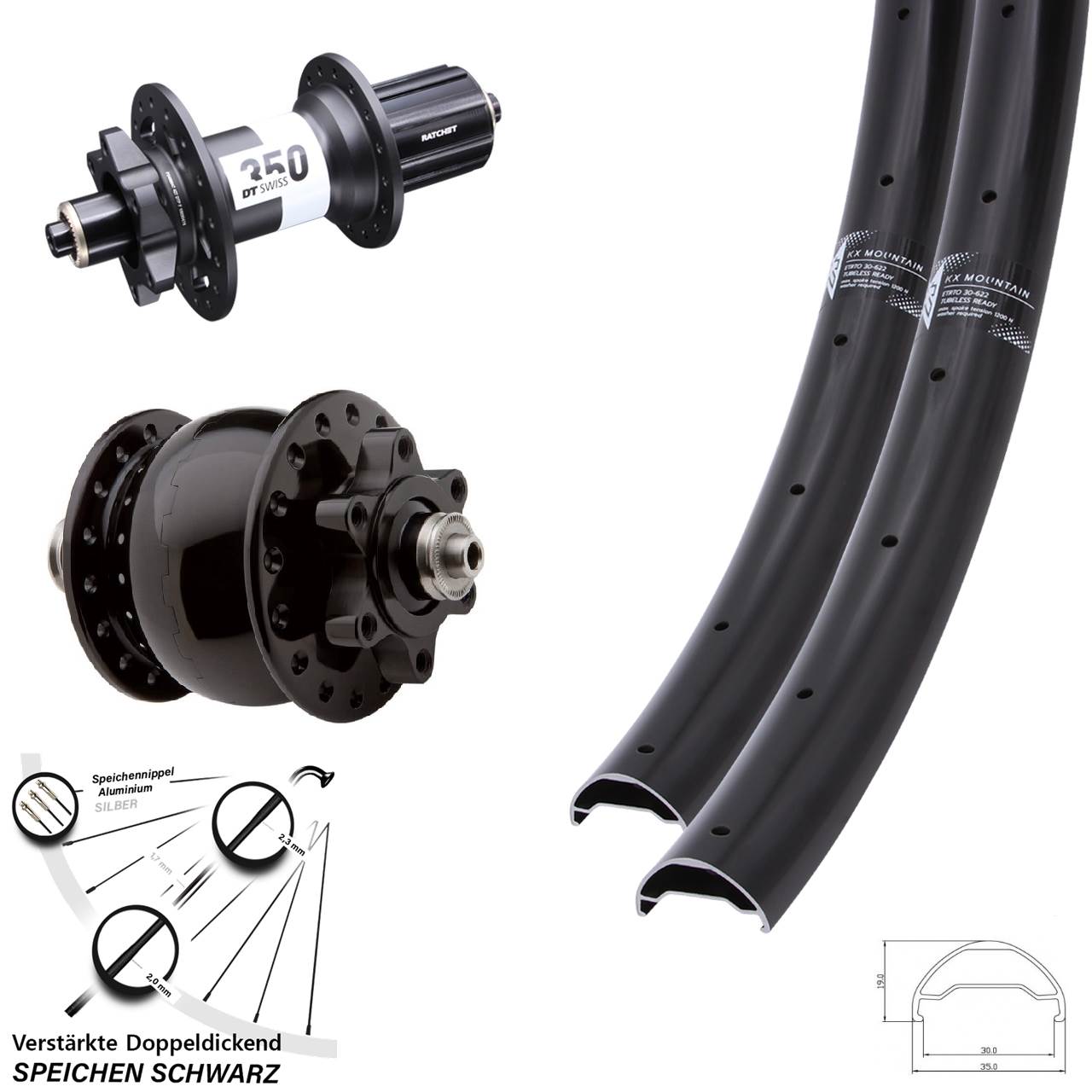 KX Mountain TR DT Swiss 350 SON 28 29 Zoll Disc Laufradsatz QR 8-11 fach