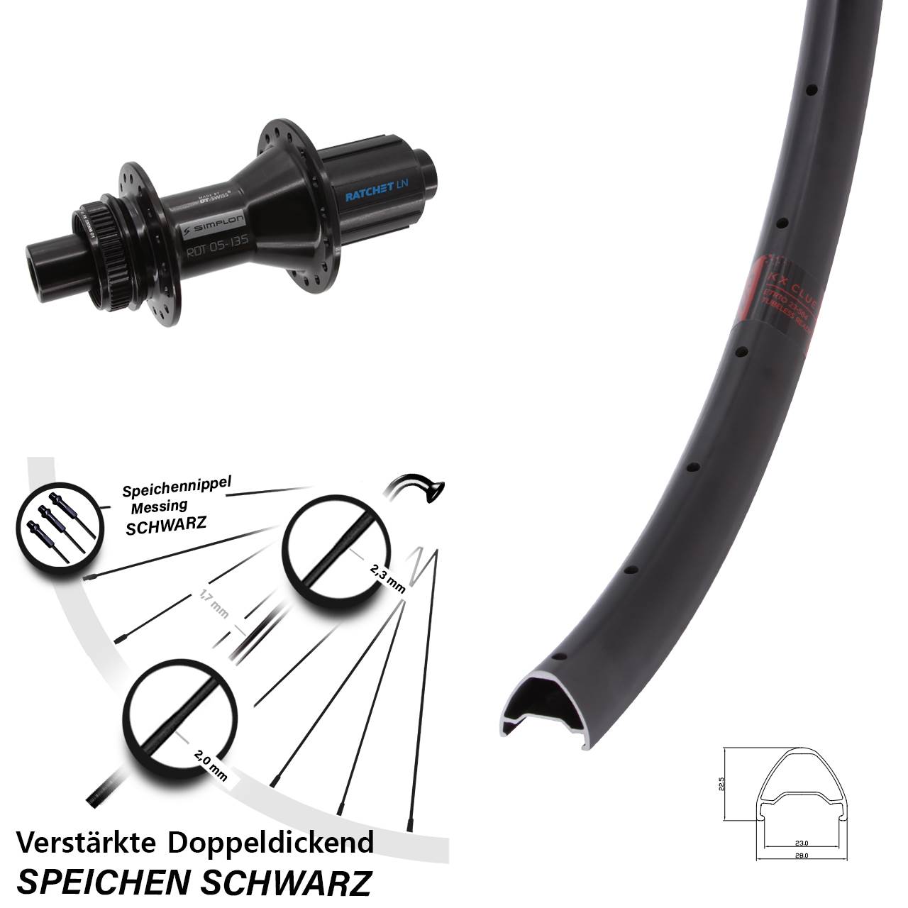 Hinterrad Centerlock 28 Zoll KX Clue DT Swiss 370 Hybrid 8-11 fach HG 12x142