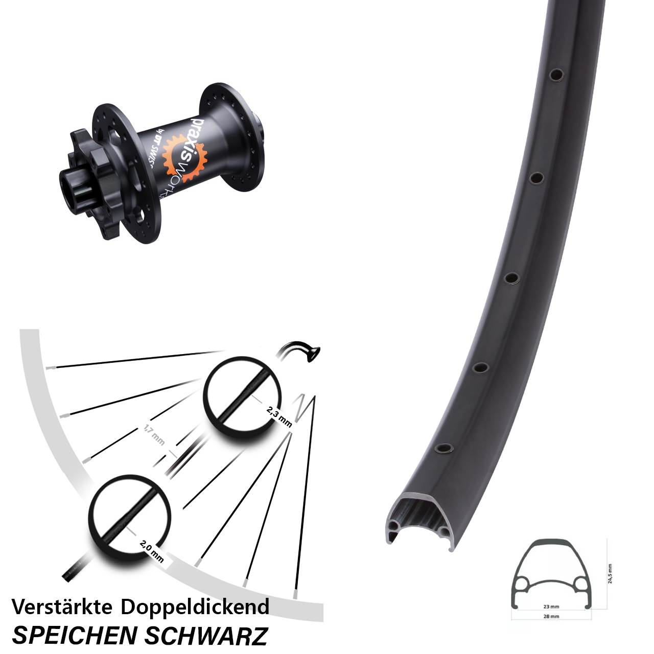 6-Loch Vorderrad 28 Zoll Ambrosio Sport DT Swiss 350 SL 12x100
