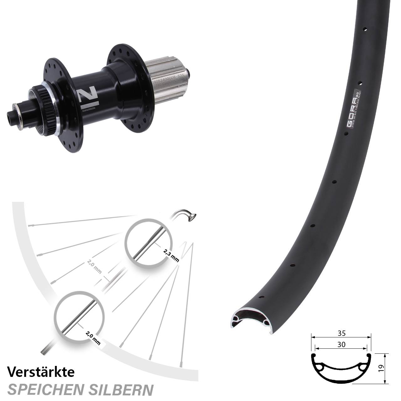 Centerlock Hinterrad 27,5 Zoll Gora 30 Novatec D042 8-12 fach HG für Schnellspanner