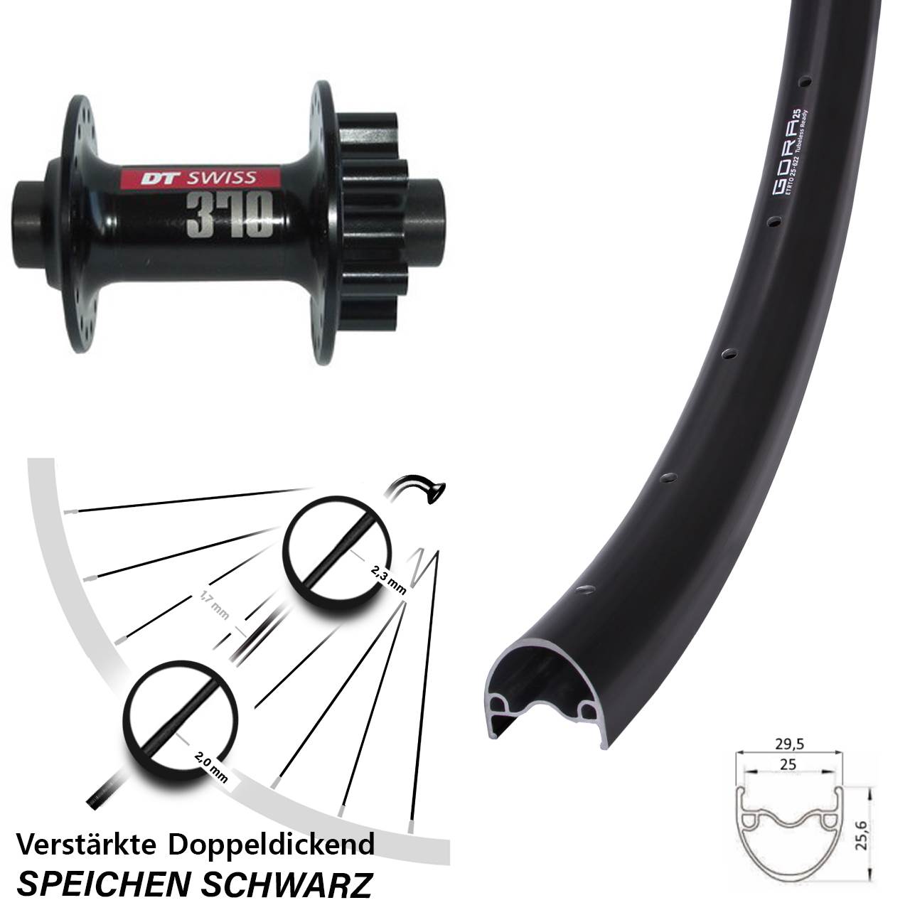 29 Zoll Gora 25 DT Swiss 370 Disc Vorderrad 15x100