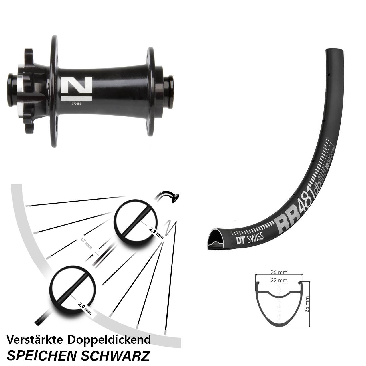 Vorderrad 6-Loch 12x100 28 Zoll DT Swiss RR 481 Novatec D791