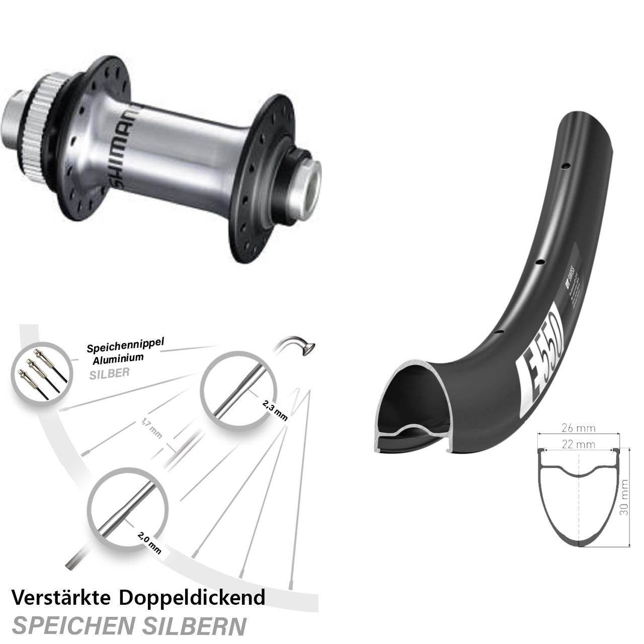 DT Swiss E550 Shimano HB-RS770 28 Zoll Disc Laufrad 12x100