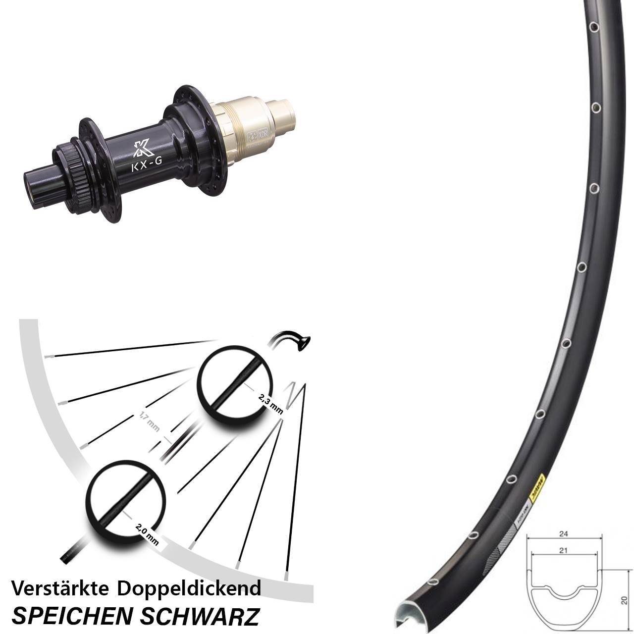 Hinterrad 29 Zoll Mavic XC621 KX-G Centerlock SRAM XDR schwarz 12x142