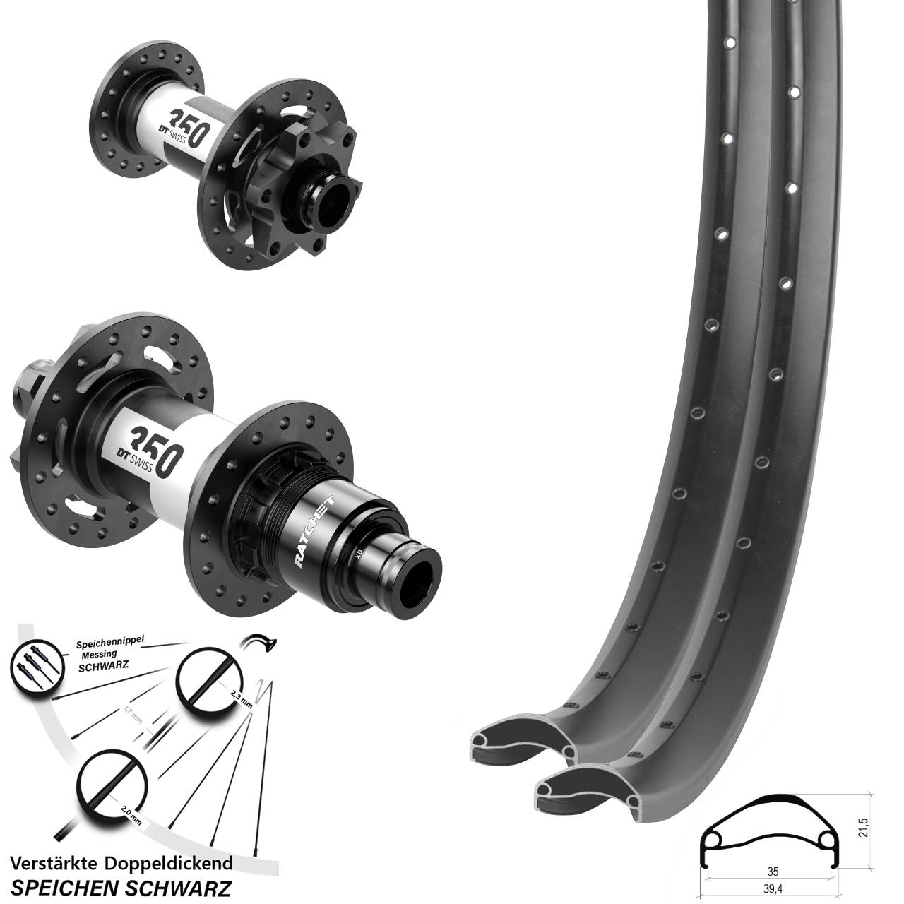 Ambrosio E35 DT Swiss 350 27,5 Zoll Laufradsatz 6-Loch 15x100 12x142 XD