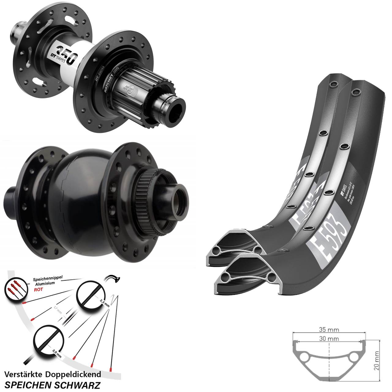 Boost Centerlock Laufradsatz 15x110 12x148 650B DT Swiss E 593 DT Swiss 350 DEG72 SON 28 Micro Spline