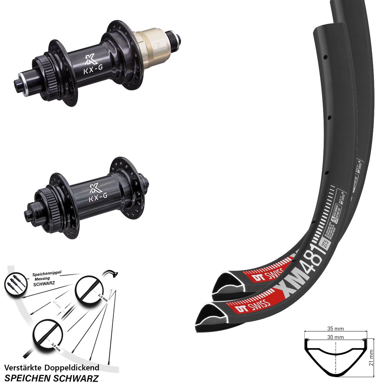27,5 Zoll DT Swiss XM481 KX-G Laufradsatz Centerlock QR XDR