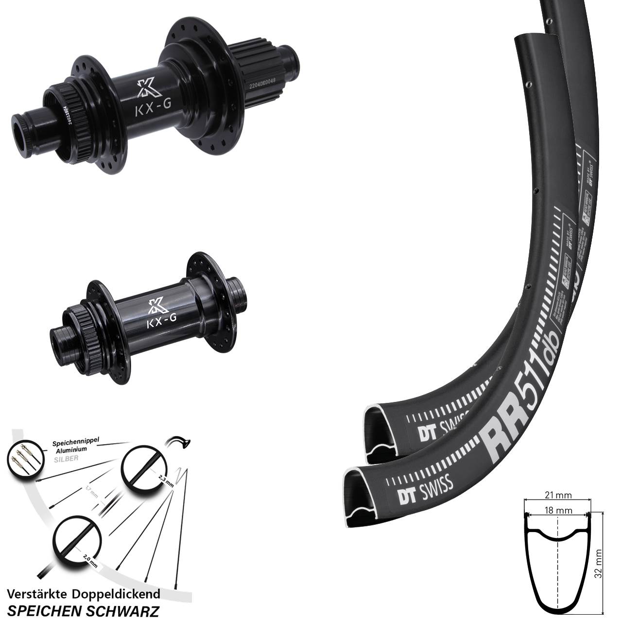 28 Zoll DT Swiss RR511 KX-GS verstärkt Laufradsatz Centerlock 15x100 12x142 Micro Spline