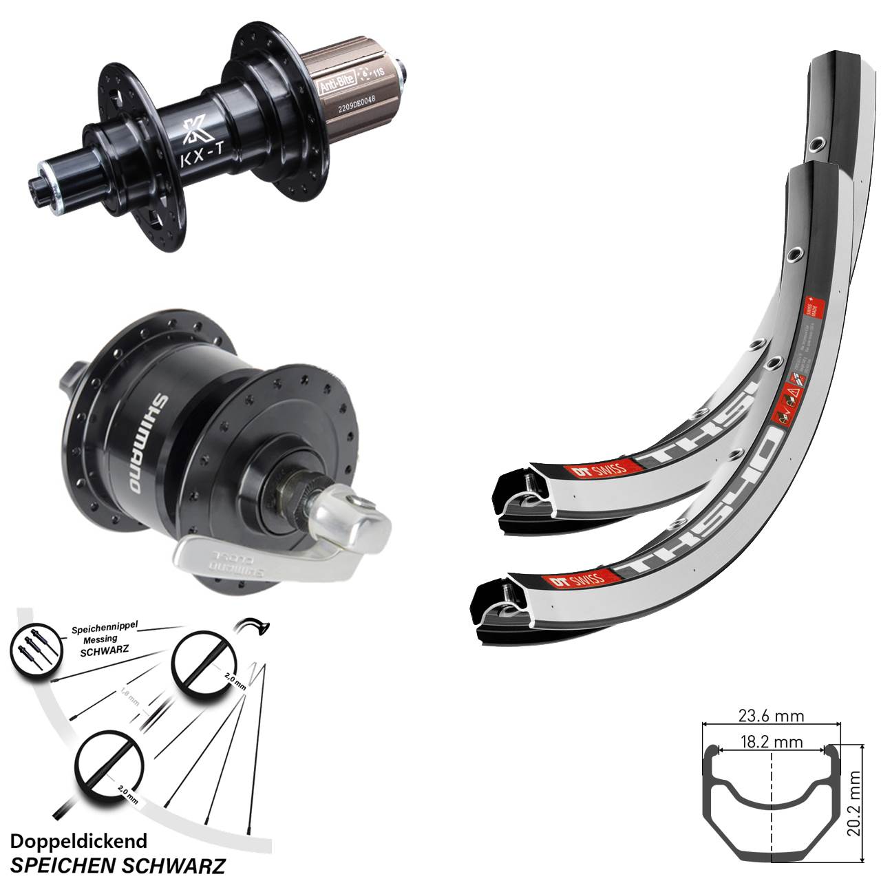 DT Swiss TK540 KX-T Shimano DH3N72 28 Zoll Laufrad-Satz QR 8-11 fach HG