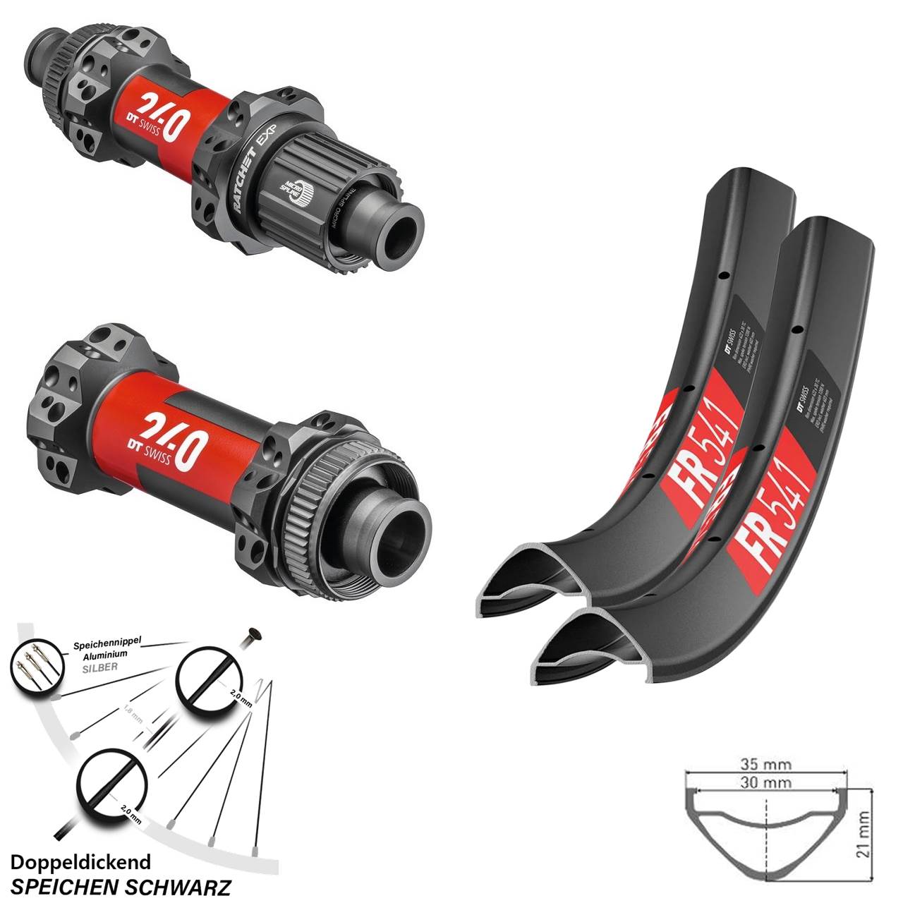 FR 541 DT Swiss 240 EXP Micro Spline Laufradsatz Mullet 27,5 & 29 Zoll Boost